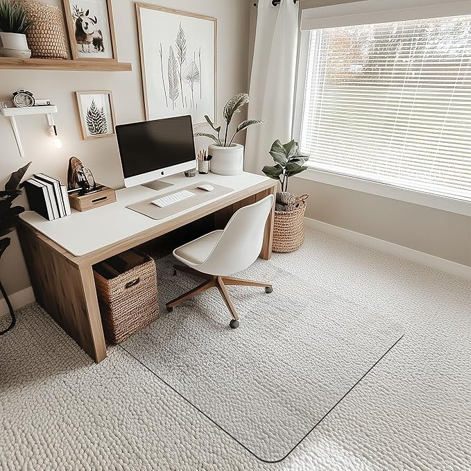Office Chair Mat for Carpet & Hardwood, Upgraded 36" x 48" Dual Use Tempered Glass Chair Mat for Chair and Footrest Under Desk