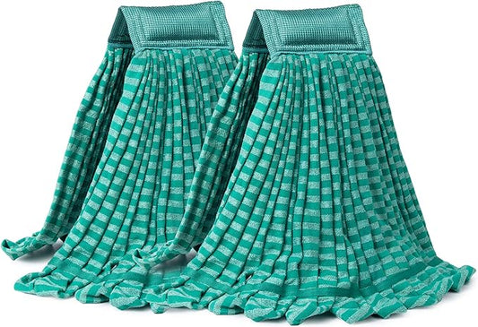 2 Pack Large Microfiber Tube Mop Heads,6 inch,Heavy Duty Mop Head,Highly Absorbent,Commercial Mop Head Replacement,Wet Mop Heads Replacement,for Hardwood, Tile, Laminate Floors,Green