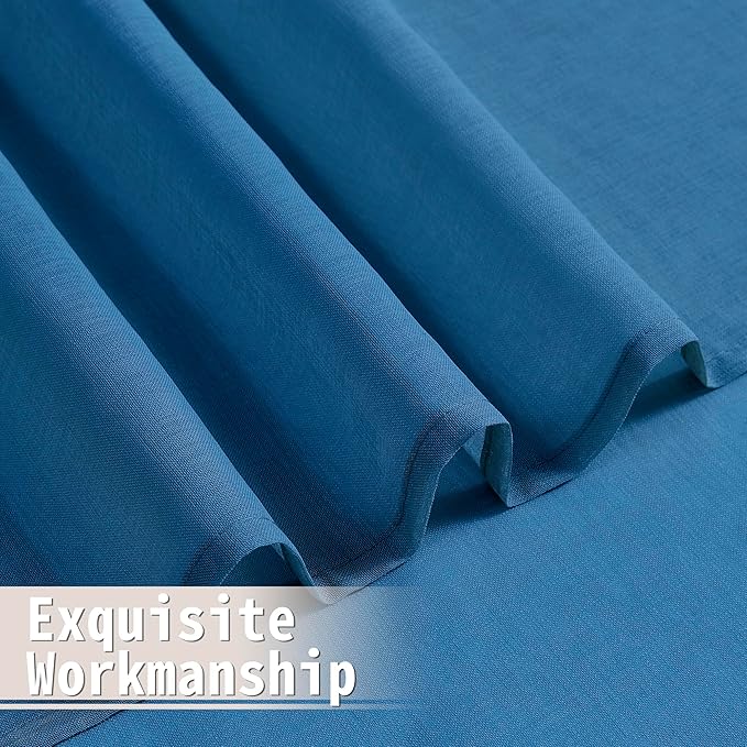 Tollpiz Sheer Door Curtain Closet Linen Textured Curtain Sheers Doorway Light Filtering Voile French Door Rod Pocket Curtains Patio Glass Door, 25 x 80 inches Long, Classic Blue, Set of 1 Panel
