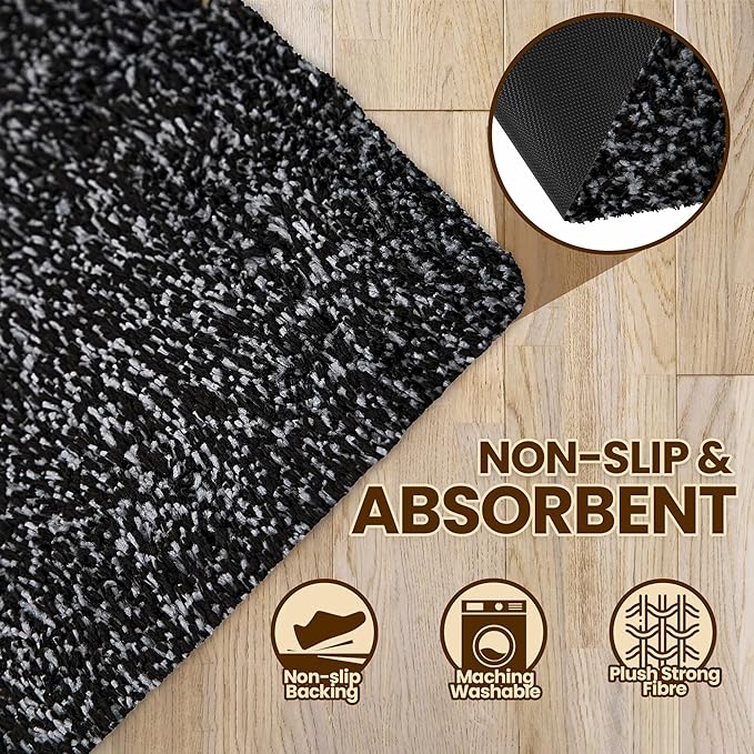Premium Microfiber Indoor Door Mat – 36"x72" Washable Entry Mat, Non-Slip, Waterproof Backing, Super Absorbent, Low Profile Entryway Doormat for Indoor Entrance