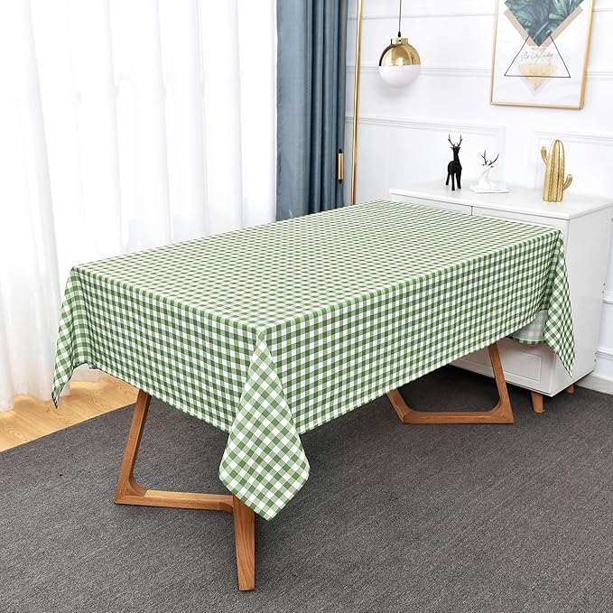 Waterproof Checkered Tablecloth Fabric - Rectangle 58x84 Inch Classic Gingham Buffalo Plaid Table Cloth for Indoor/Outdoor Use - Washable Table Cover for Kitchen, BBQs, and Parties