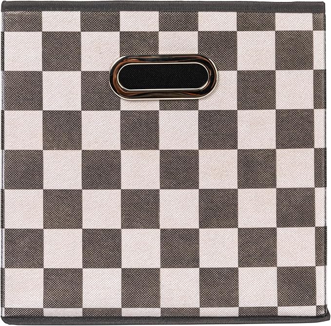 Household Essentials Fabric Storage Bins 6 Piece Set, Checkerboard White and Black