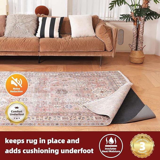 BAGAIL Felt and Natural Rubber Backing Rug Pads 1/4” Thick, 2 x 6 Ft Non Slip Carpet Gripper Keep Rugs in Place, Under Area Rug Protective Cushioned Pads, Carpet Runners, Hardwood Floors Protection