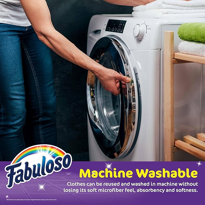 Fabuloso Microfiber Cleaning Cloths, 8 ct, Rainbow Colors | Lint-Free, Scratch-Free Cleaning Cloths for Surfaces and Wood Furniture | Microfiber Dustless Cloth for Bold and Bright Cleaning Experience