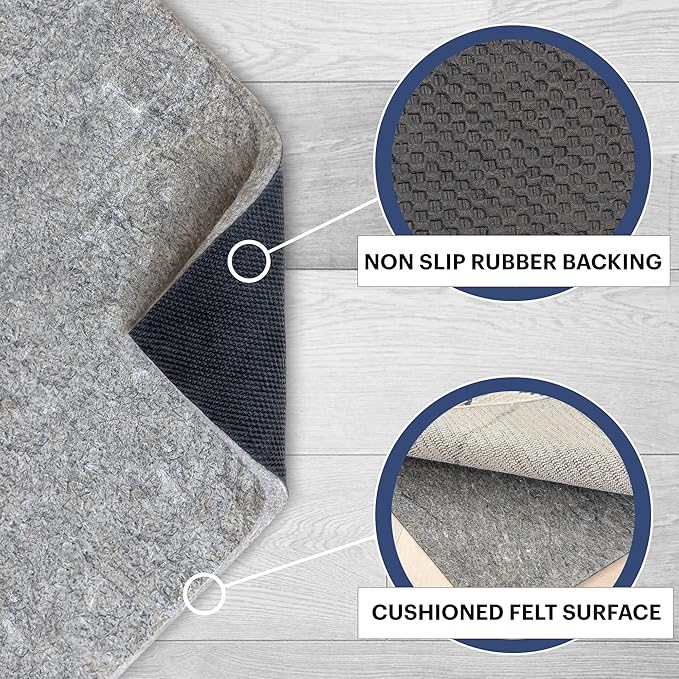 RUGPADUSA - Dual Surface - 2'x5' - 3/8" Thick - Felt + Rubber - Enhanced Non-Slip Rug Pad - Adds Comfort and Protection - for Hard Surface Floors