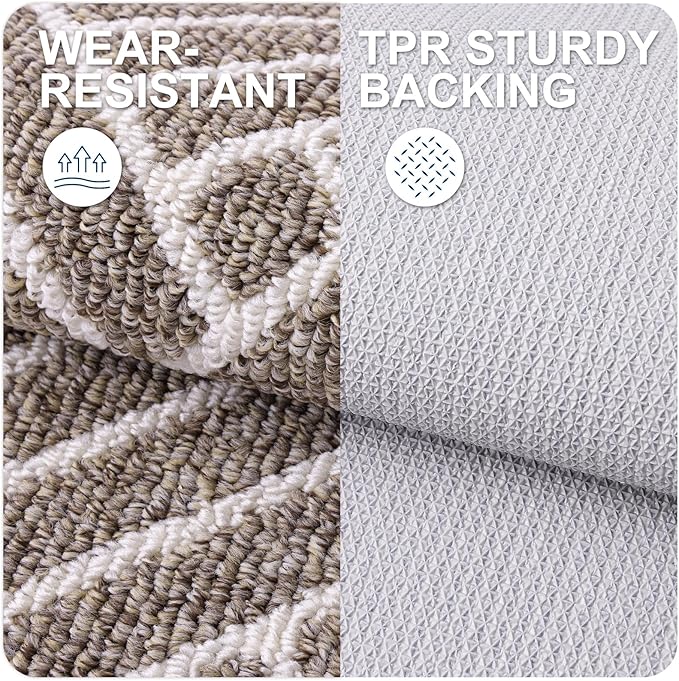 OLANLY Runner Indoor Door Mat, 70x23 Inch, Dirt Resistant and Absorbent, Non-Slip Rubber Backing Floor Mats, Easy Clean Low-Profile Doormat for Entryway, Front Door, and Inside Entrance, Khaki