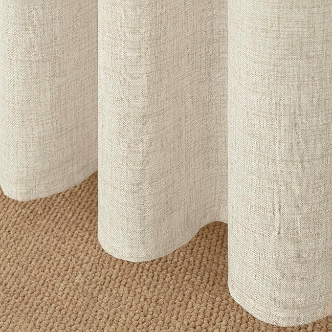 YoungsTex Short Semi Sheer Curtains 40 Inches Long for Kitchen Window, Cream Light Filtering Drapes with Rod Pocket Back Tab Privacy for Bedroom Cafe Bathroom, 2 Panels, 42 X 40 Inch