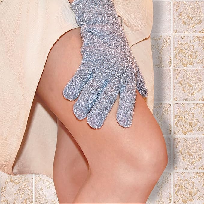 EvridWear Exfoliating Dual Texture Bath Gloves for Shower, Spa, Massage and Body Scrubs, Dead Skin Cell Remover (2 Pairs Moderate)