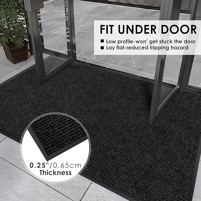 2′ x 5′ Front Door Mat Indoor Outdoor Entrance, Commercial Floor Mat Heavy Duty Dirt Trapper Entryway Doormat, Custom Size Non Slip Rubber Backing Welcome mat, Door Mat for High Traffic Area
