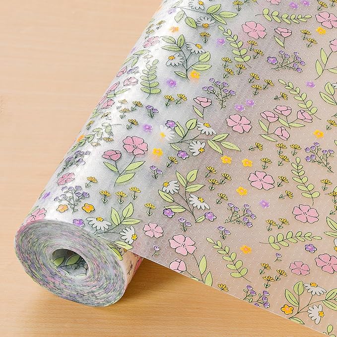 INNOLITES Non-Slip Shelf Liner – Cabinet & Drawer Liner Non-Adhesive – Waterproof Oil-Proof – Durable EVA with Floral for Kitchen Cabinets Refrigerator – BPA-Free, Easy to Cut 17.7" x 78.7"