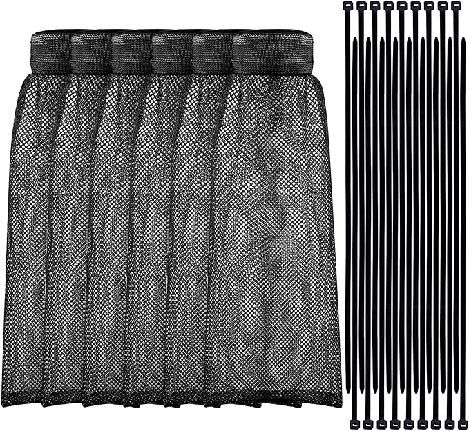 Shappy 24 Pieces Washing Machine Lint Traps and Cable Ties Set 6 Nylon Mesh Lint Trap for Discharge Hoses and 18 Cable Ties Fits Most Washing Machines(Black)