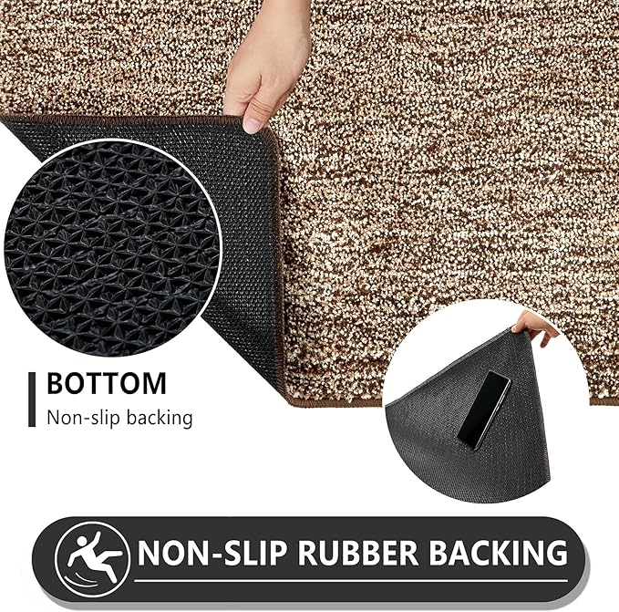 REFETONE Indoor Doormat, Front Door Mat 32"x40" Absorbent Rubber Backing Non Slip Door Mats, Washable Low-Profile Inside Floor Mat Door Rugs for Entryway, Resist Dirt Mud Mat for Dogs, Coffee/Brown