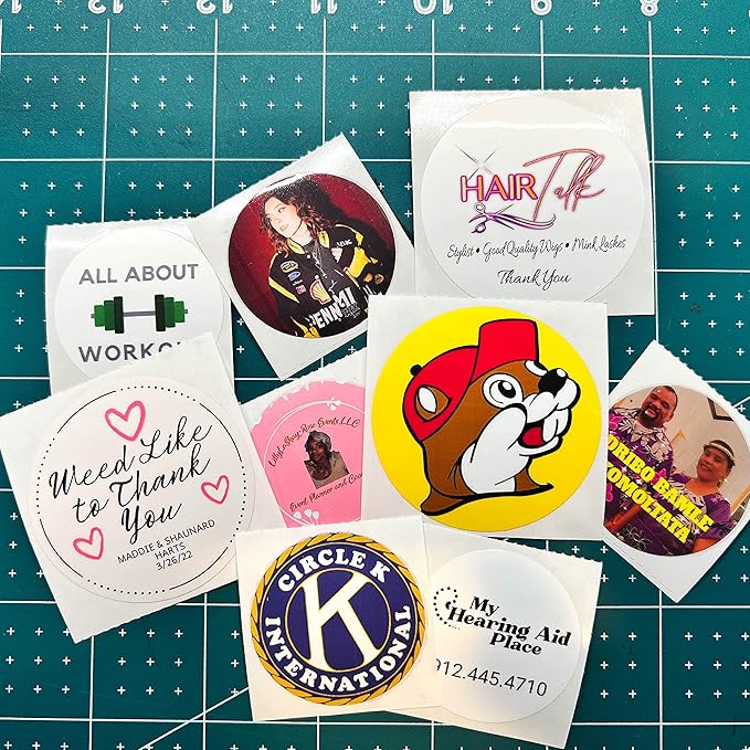 150 Custom Circle/Square BOPP Roll Labels- Personalized Stickers for Business Logo, Party, Wedding Favor, Baby Shower-Any Design Text + Image, Matte/Gloss Finish (2.5 Inch Circle)