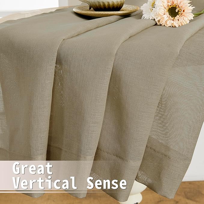 Tollpiz Sheer Door Curtains Closet Linen Textured Curtains Sheer Doorway Light Filtering Voile Rod French Door Pocket Curtain Patio Glass Door, 25 x 72 inches Long, Taos Taupe, Set of 1 Panel