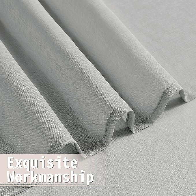 Tollpiz Sheer Door Curtain Closet Linen Textured Curtains Sheer Doorway Light Filtering Voile Patio Glass Door Rod Pocket Curtain French Door, 54 x 72 inches Long, Silver Grey, Set of 1 Panel