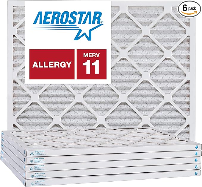 Aerostar 18x22x1 MERV 11, Pleated Air Filter, 18x22x1, Box of 6, Made in the USA