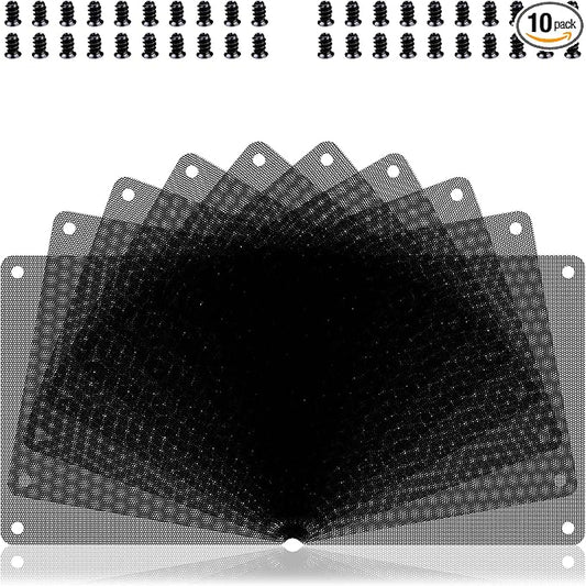 140mm Fan Dust Filter PC, 10Pack PVC Computer Dust Filter Mesh Dustproof Case Cover PC Cooler Fan Filter Grills with 40pcs Screws for Computer Cooler (PVC, 140 * 140mm, 10pcs, Black)