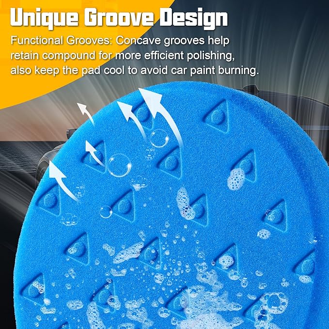 8 Pcs Polishing Pads, Buffing Pads 5.5 Inch 138mm for 5 Inch Backing Plate, High-Density & Reusable Buffing Sponge Pads and Woolen Pads Cutting Polishing Pad Kit for Car Buffer Polisher & Waxing