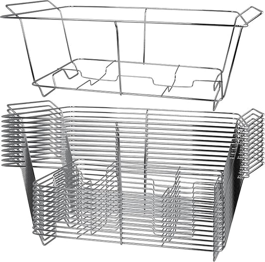12 Pack Chafing Wire Rack Buffet Stand Chrome Frame for Events, Parties, Wedding, & Birthday Party Catering, Full Size Chafing Stand for Dish Serving Trays, Food Warmer Catering Supplies