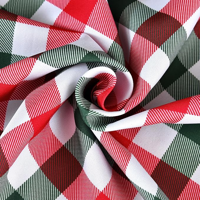 Waterproof Checkered Tablecloth Fabric - Rectangle 58x84 Inch Christmas Plaid Table Cloth for Indoor/Outdoor Use - Xmas Table Cover for Kitchen, BBQs, and Parties