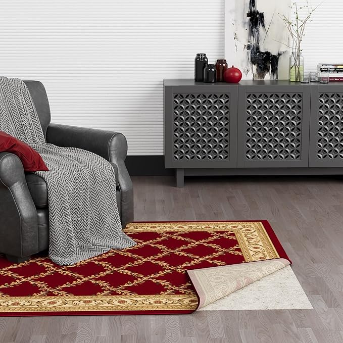 Ottomanson 2'7" x 8' Non-Slip Rug Pad Gripper 1/12 Inch Ultra Thin Dual Surface Felt + Rubber Gripper - Safe for All Floors, Cream