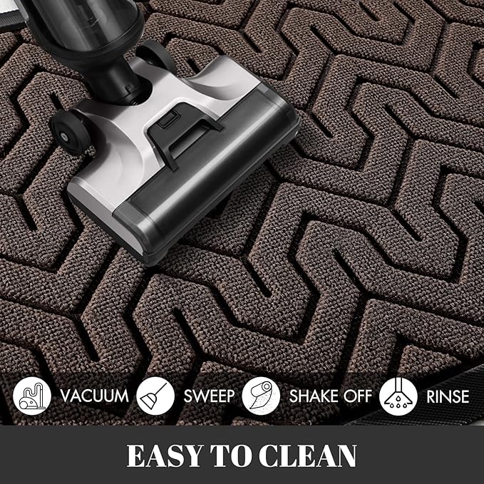 Yimobra Large Door Mat Outside Entrance 47x24, Waterproof Heavy Duty Outdoor Mats for Front Door, Non Slip Rubber Entry Mat for Garage Patio, Easy Clean, Brown