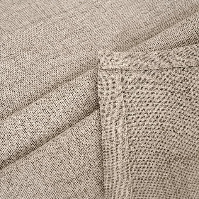 YoungsTex Linen Curtains 84 Inches Long for Living Room Farmhouse, Oatmeal Semi Sheer Drapes Light Filtering Textured Window Treatments with Back Tab Rod Pocket for Bedroom, 2 Panels,52 X 84 Inch
