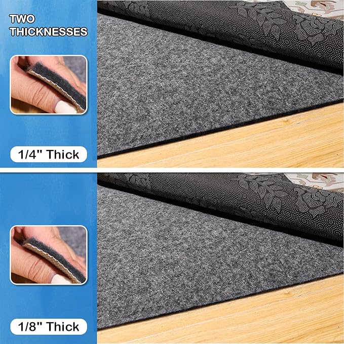 Non-Slip Rug Pads 5X 3 ft, 100% Waterproof Extra Large Area Rugs Non Skid Rug Pad for All Floors and Finishes Durable Hardwood Floor Protective Felt Keeps Rugs in Place, Safe and Secure