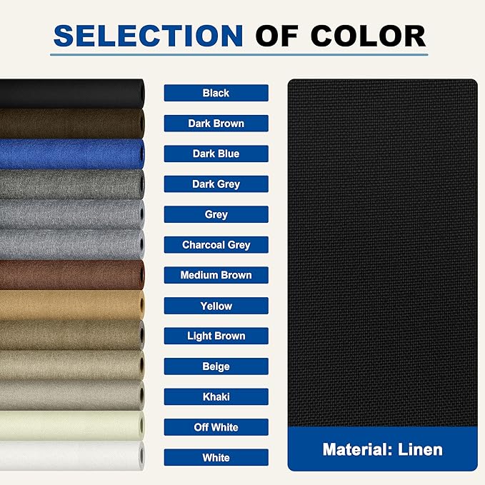 KING MOUNTAIN Linen Repair Patches, Self-Adhesive Linen Fabric Patches, 16X80 inch Extra Size, Multi Color, Can be Used for Linen Sofa Repair and Linen Clothes Repair (Black)