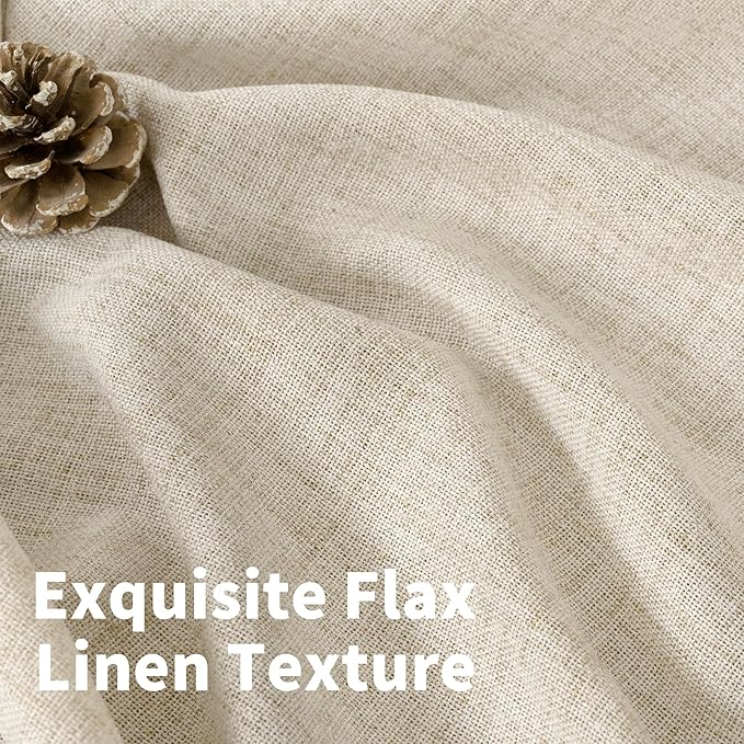 YoungsTex Linen Curtains 54 Inch Length for Kitchen, Light Filtering Semi Sheer Small Window Drapes Rod Pocket Back Tab for Living Room Cafe Farmhouse, Linen, 2 Panels, 42 X 54 Inch