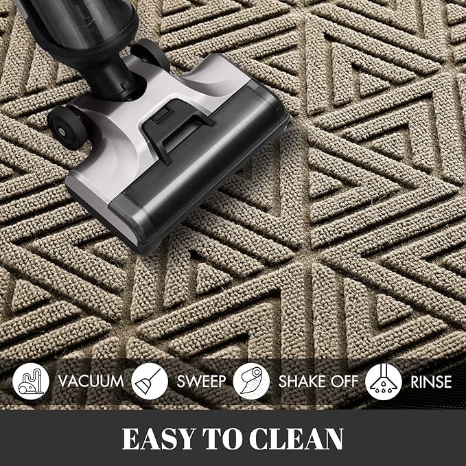 Yimobra Outdoor Mats for Front Door 29.5x17, All-Weather Waterproof Non-Slip Outdoor Door Mat Outside Eentrance, Garage/Patio Entryway Indoor Doormat, Easy Clean, Beige