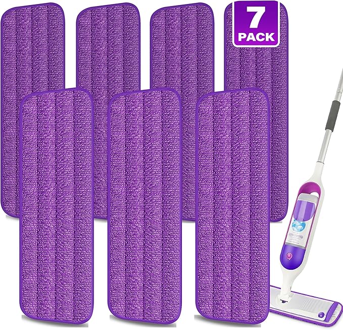 7 Count Reusable Mop Pads for Swiffer PowerMop -MEXERRIS Microfiber Wet Mops Refills PowerMop Pads Refills Machine Washable Hard Floor Mop Pads Replacement for 13''-15'' Spray Floor Mops