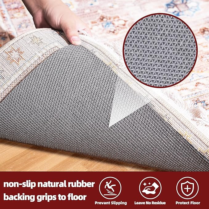 BAGAIL Felt and Natural Rubber Backing Rug Pads 1/4” Thick, Round 6 Ft Non Slip Carpet Gripper Keep Rugs in Place, Under Area Rug Protective Cushioned Pads, Carpet Runners, Hardwood Floors Protection