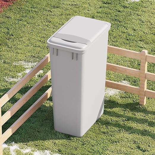 Dowell 50Qt Waste Trash Container, 13Gal, Plastic, Stackable, for Kitchen/Bathroom/Office, Fits Under Sink/Desk (Grey 4000 50 04-2 Pack)