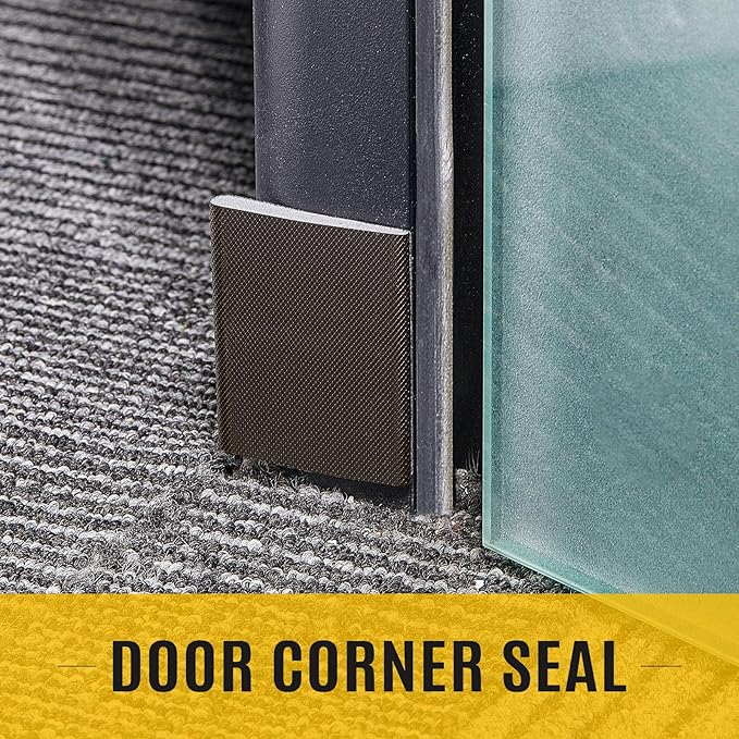 Zonon 16 Pieces Door Corner Seal Weatherstripping Exterior Door Frame Seal Draft Stopper Adhesive Corner Pads for Weather Stripping and Draft Protection (Brown)