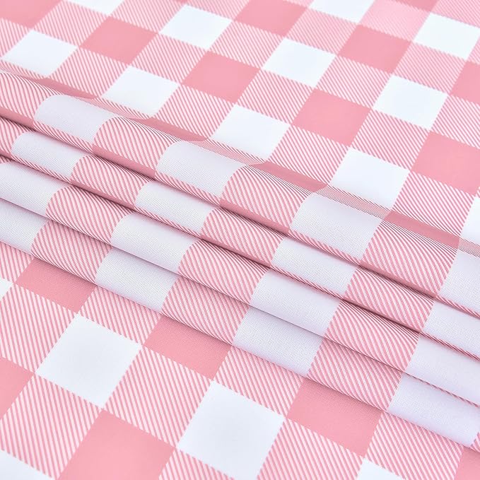 Waterproof Plaid Tablecloth Fabric - Round 70 Inch Classic Gingham Checker Table Cloth for Indoor/Outdoor Use - Buffalo Table Cover for Picnics, BBQs, and Parties
