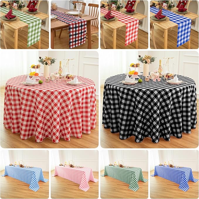 Classic Gingham Buffalo Tablecloth Fabric - Oblong 58x144 Inch Water Proof Checkered Table Cloth for Indoor Outdoor - Table Cover for Birthday, Picnics, BBQs, and Parties