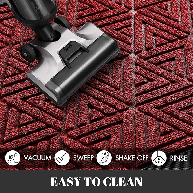 Yimobra Front Door Mat Outside Entrance 72 x 24, Waterproof and Washable Outdoor Mat, Non Slip Rubber Backing, Heavy Duty Welcome Matt for Home Entry Floor Porch Garage Office, Low Profile, Black Red