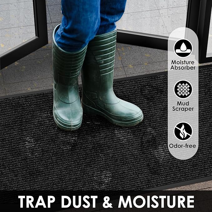 2′ x 29′ Front Door Mat Indoor Outdoor Entrance, Commercial Floor Mat Heavy Duty Dirt Trapper Entryway Doormat, Custom Size Non Slip Rubber Backing Welcome mat, Door Mat for High Traffic Area