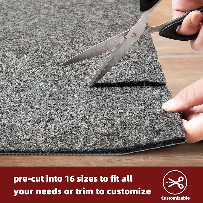 BAGAIL Felt and Natural Rubber Backing Rug Pads 1/8” Thick, 2 x 8 Ft Non Slip Rug Gripper Keep Rugs in Place, Under Area Rug Protective Cushioned Pads, Carpet Runners, Hardwood Floors Protection