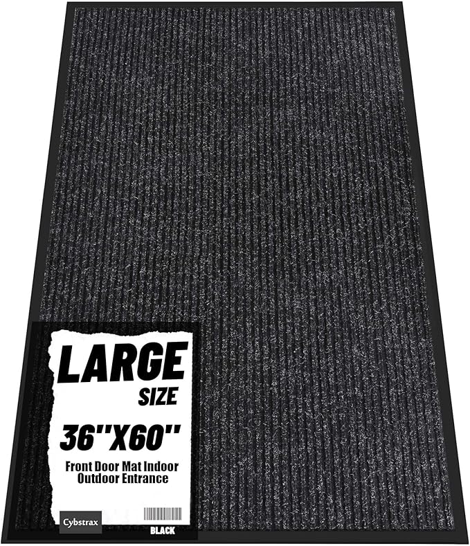 Front Door Mat Indoor Outdoor Entrance, 36" x 60" Dirt Resistant and Absorbent Door Mat, TPR Backing Non-Slip Doormats, Easy to Clean, Low Profile Welcome Floor Mat for Outside Entry