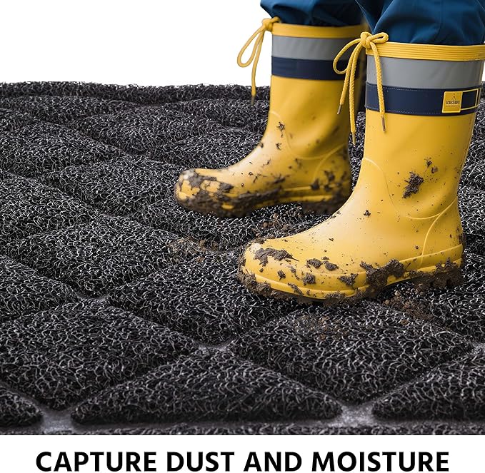 Front Door Mat Outside Entrance, 30" x 48" Heavy Duty All-Season All-Weather Waterproof Doormat Trap Dirt and Moisture Easy Clean Low Profile Patio Porch Entryway Mat