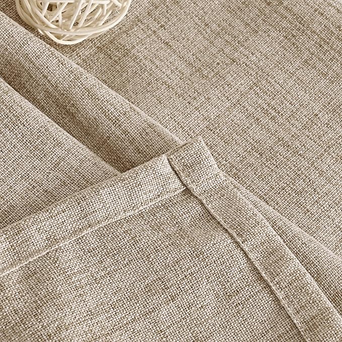 YoungsTex Oatmeal Linen Semi Sheer Curtains 63 Inch Length for Living Room, Light Filtering Window Drapes with Back Tab for Bedroom, 2 Panels, 40 X 63 Inch