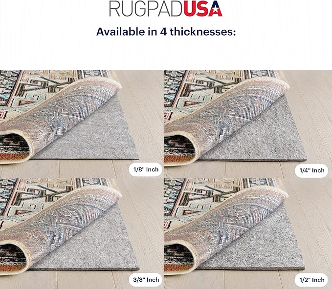 RUGPADUSA - Dual Surface - 7'10" x 10'3" - 3/8" Thick - Felt + Rubber - Enhanced Non-Slip Rug Pad - Adds Comfort and Protection - for Hard Surface Floors
