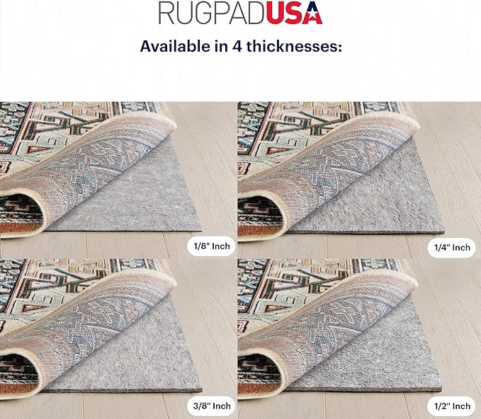 RUGPADUSA - Dual Surface - 2'6" x 7' - 3/8" Thick - Felt + Rubber - Enhanced Non-Slip Rug Pad - Adds Comfort and Protection - for Hard Surface Floors