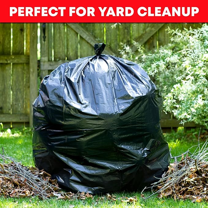 Tasker 65 Gallon Trash Bags Heavy Duty | 50 Count with Ties | Extra Large 64 Gallon Trash Bags for Toter | Garbage Bag 65 Gallon Trash Can Liners