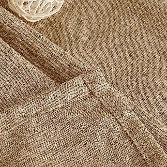 YoungsTex Burlap Linen Semi Sheer Curtains 84 Inch Length for Living Room, Toffee Light Filtering Window Treatments Natural Rustic for Farmhouse Bedroom, 2 Panels, 40 X 84 Inch
