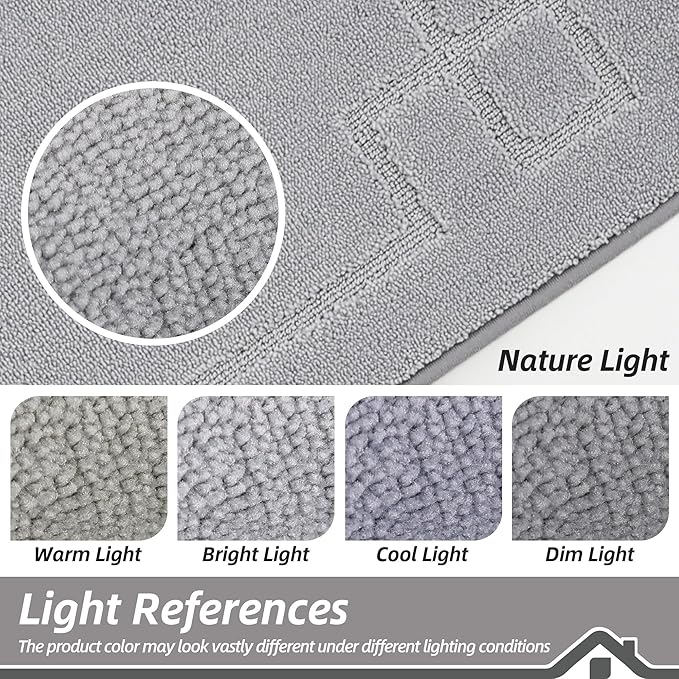 BEQHAUSE Door Mat 24" x 36", Non-Slip Door Mats Indoor Entryway Rugs Washable Low-Profile Absorbent and Stain Resist Floor Mats, Dog Door Mat for Front Back Door, Muddy Wet Shoes & Paws, Light Grey