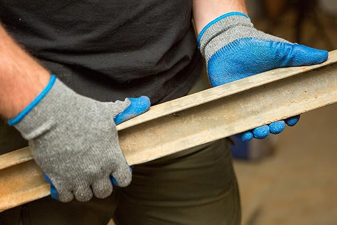 G & F Products - 3100S-10 120 Pairs Small Rubber Latex Double Coated Work Gloves for Construction, gardening gloves, heavy duty Cotton Blend Blue