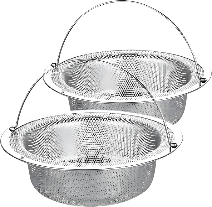 2 Pack Stainless Steel Sink Strainer Basket, Fine Mesh Drain Protector for Kitchen, Anti-Clog Rustproof Design, Dishwasher Safe Heavy Duty